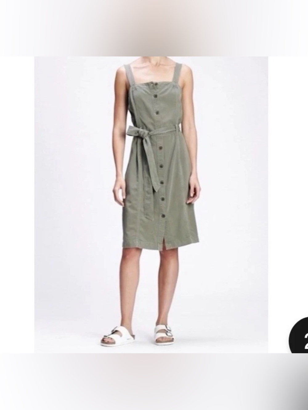 NEW Gap Springs Coquette Cottagecore Olive Green Apron Dress Soft Denim size L